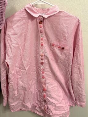 Old Navy Pink Button-Down Shirt with Mixed Buttons
